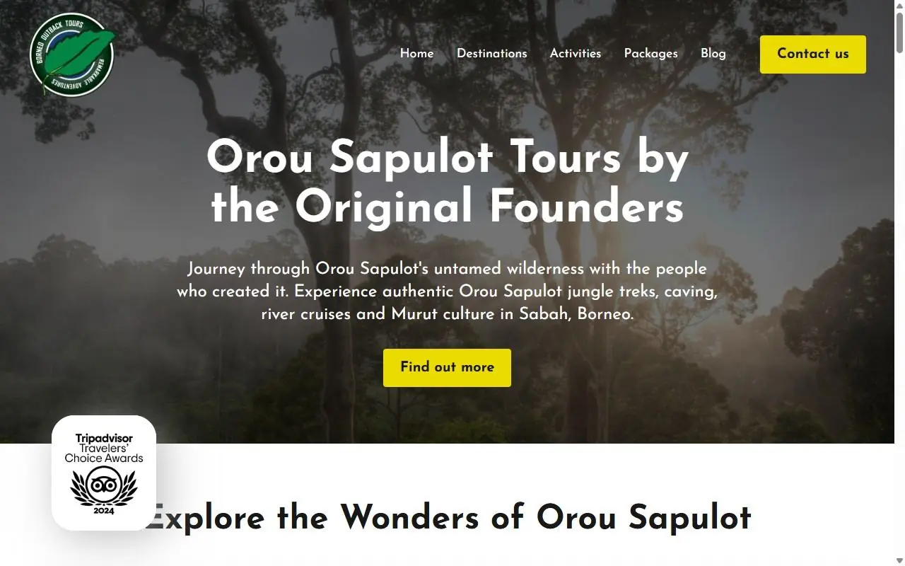 Borneo Outback Tours website built by SabahWebs